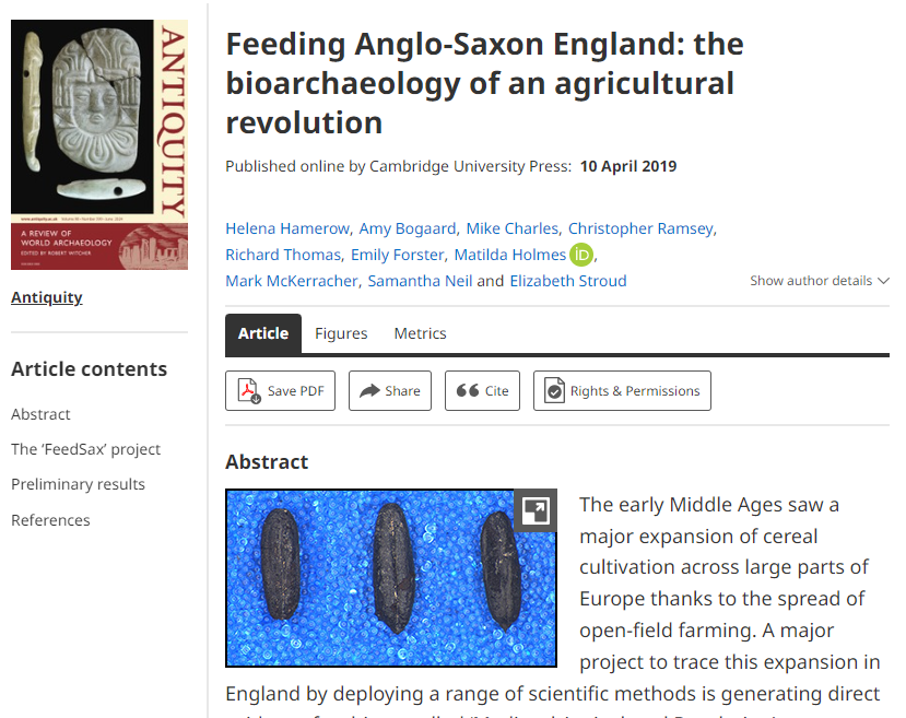 A screenshot of an article on Antiquity