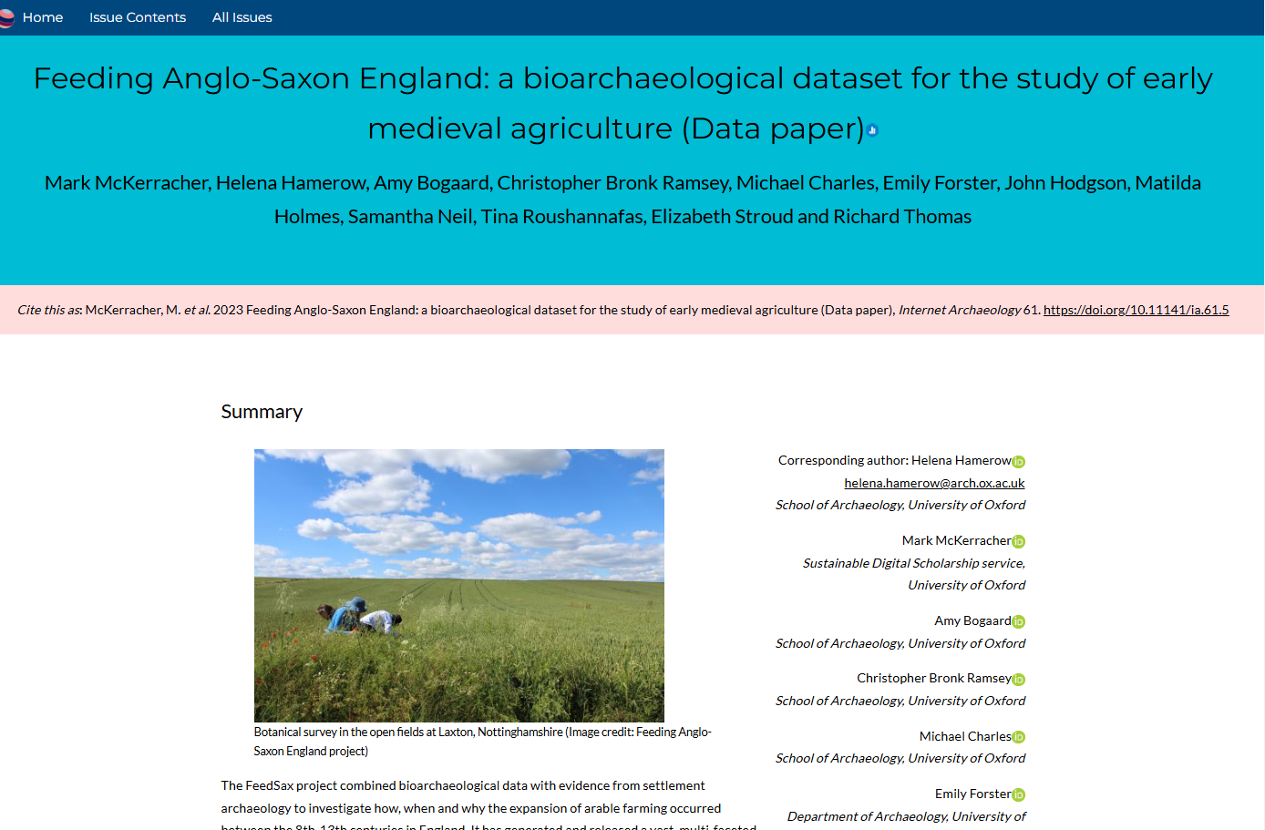 A screenshot of Feedsax Internet Archaeology data paper